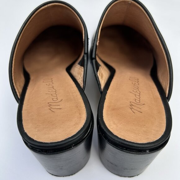 Madewell The Macarro Mule True Black Leather Heeled Slides Womens Size 6 Slip-on - Picture 10 of 11
